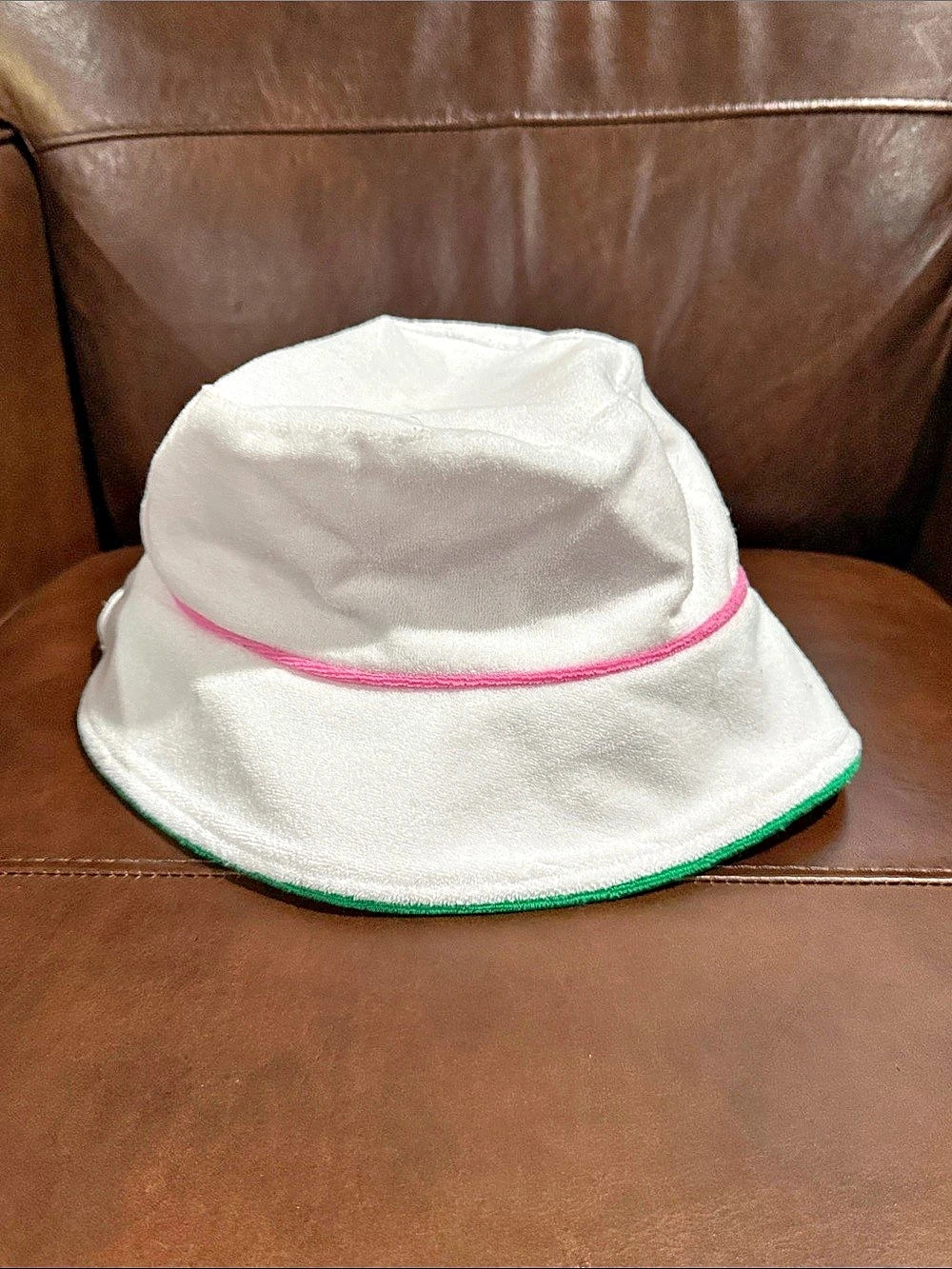 White & Pink Striped Hat NWT